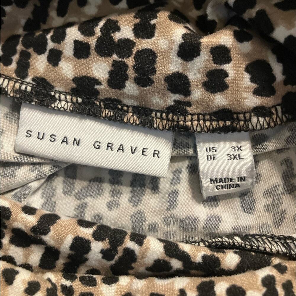 Susan Graver Women's Blk/Tan Printed Brushed Liquid Knit Turtleneck Top SZ 3X - Picture 6 of 9